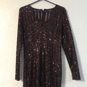 Boohoo NWT Black Sequin Longsleeve Maxi Dress